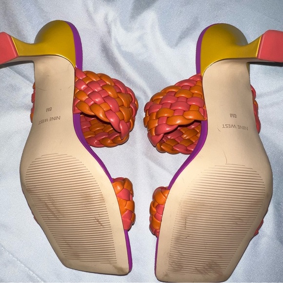 Nine West Multi-color Sandal. Sz 8 New with Box. Hot pink, orange and yellow. - Picture 6 of 6